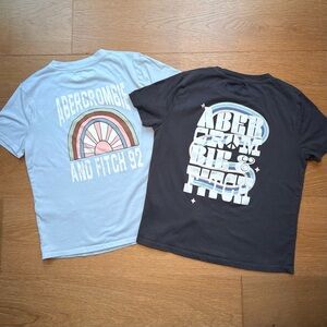 Abercrombie Girls 7/8 T-Shirt Bundle of 2 Cotton Logo Retro Graphic Cotton EUC